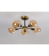 Placid 52cm Semi Ceiling 5 Light E14 15cm Round Segment Glass Shade Brass Amber Plated & Satin Black-8