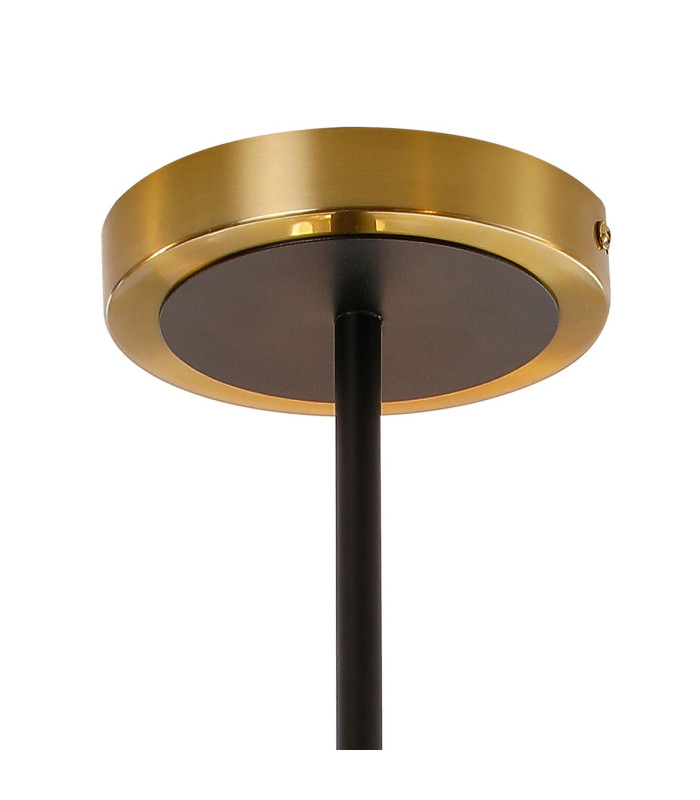 Placid 52cm Semi Ceiling 5 Light E14 15cm Round Segment Glass Shade Brass Clear & Satin Black-5