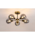 Placid 52cm Semi Ceiling 5 Light E14 15cm Round Glass Shade Brass Smoke Plated & Satin Black-3