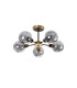 Placid 52cm Semi Ceiling 5 Light E14 15cm Round Glass Shade Brass Smoke Plated & Satin Black-4