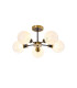 Placid 52cm Semi Ceiling 5 Light E14 15cm Round Speckled Glass Shade Brass White & Satin Black-1