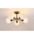 Placid 52cm Semi Ceiling 5 Light E14 15cm Round Speckled Glass Shade Brass White & Satin Black-3