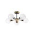 Placid 52cm Semi Ceiling 5 Light E14 15cm Round Speckled Glass Shade Brass White & Satin Black-4