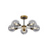 Placid 52cm Semi Ceiling 5 Light E14 15cm Round Textured Smooth / Ribbed Glass Shade Brass Smoke Plated & Satin Black-1