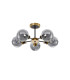 Placid 52cm Semi Ceiling 5 Light E14 15cm Round Textured Smooth / Ribbed Glass Shade Brass Smoke Plated & Satin Black-4