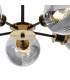 Placid 52cm Semi Ceiling 5 Light E14 15cm Round Textured Smooth / Ribbed Glass Shade Brass Smoke Plated & Satin Black-7