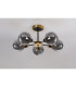 Placid 52cm Semi Ceiling 5 Light E14 15cm Round Textured Smooth / Ribbed Glass Shade Brass Smoke Plated & Satin Black-8