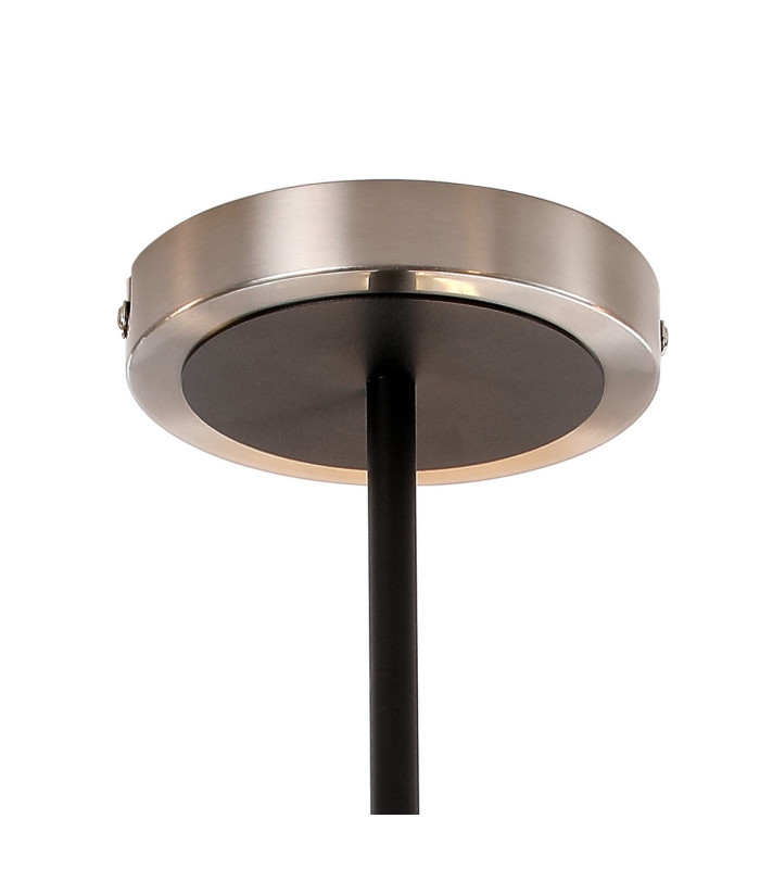 Placid 52cm Semi Ceiling 5 Light E14 15cm Round Textured Crumple Glass Shade Satin Nickel Clear & Satin Black-5