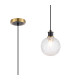 Placid 1.3m Pendant 1 Light E14 15cm Round Textured Crumple Glass Shade Brass Clear & Satin Black-1