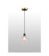 Placid 1.3m Pendant 1 Light E14 15cm Round Textured Crumple Glass Shade Brass Clear & Satin Black-3