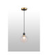 Placid 1.3m Pendant 1 Light E14 15cm Round Textured Diamond Pattern Glass Shade Brass Clear & Satin Black-3