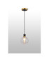 Placid 1.3m Pendant 1 Light E14 15cm Round Dimpled Glass Shade Brass Clear & Satin Black-3