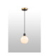 Placid 1.3m Pendant 1 Light E14 15cm Round White & Grey Marble Effect Glass Shade Brass & Satin Black Framework-3