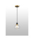 Placid 1.3m Pendant 1 Light E14 15cm Round Textured Melting Glass Shade Brass Clear & Satin Black-3