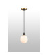 Placid 1.3m Pendant 1 Light E14 15cm Round Glass Shade Brass Opal & Satin Black-3