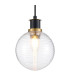 Placid 1.3m Pendant 1 Light E14 15cm Round Ribbed Glass Shade Brass Clear & Satin Black-6