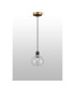 Placid 1.3m Pendant 1 Light E14 15cm Round Ribbed Glass Shade Brass Clear & Satin Black-7