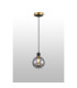 Placid 1.3m Pendant 1 Light E14 15cm Round Segment Glass Shade Brass Smoke Plated & Satin Black-3