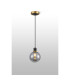 Placid 1.3m Pendant 1 Light E14 15cm Round Glass Shade Brass Smoke Plated & Satin Black-3