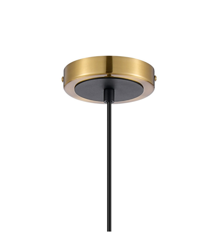 Placid 1.3m Pendant 1 Light E14 15cm Round Glass Shade Brass Smoke Plated & Satin Black-6