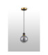 Placid 1.3m Pendant 1 Light E14 15cm Round Glass Shade Brass Smoke Plated & Satin Black-8