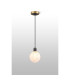 Placid 1.3m Pendant 1 Light E14 15cm Round Speckled Glass Shade Brass White & Satin Black-3