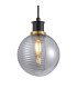 Placid 1.3m Pendant 1 Light E14 15cm Round Double Textured Smooth / Ribbed Glass Shade Brass Smoke Plated & Satin Black-6