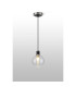 Placid 1.3m Pendant 1 Light E14 15cm Round Ribbed Glass Shade Satin Nickel Clear & Satin Black-3