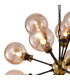 Placid 78cm Pendant 14 Light E14 15cm Round Glass Shade Brass Amber Plated & Satin Black-6