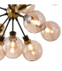 Placid 78cm Pendant 14 Light E14 15cm Round Glass Shade Brass Amber Plated & Satin Black-7