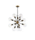 Placid 78cm Pendant 14 Light E14 15cm Round Glass Shade Brass Clear & Satin Black-4