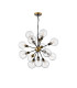 Placid 78cm Pendant 14 Light E14 15cm Round Crackled Glass Shade Brass Clear & Satin Black-3