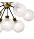 Placid 78cm Pendant 14 Light E14 15cm Round Textured Crumple Glass Shade Brass Clear & Satin Black-7