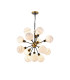 Placid 78cm Pendant 14 Light E14 15cm Round White & Grey Marble Effect Glass Shade Brass & Satin Black Framework-1