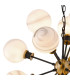 Placid 78cm Pendant 14 Light E14 15cm Round White & Grey Marble Effect Glass Shade Brass & Satin Black Framework-6