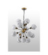 Placid 78cm Pendant 14 Light E14 15cm Round White & Grey Marble Effect Glass Shade Brass & Satin Black Framework-8