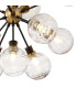 Placid 78cm Pendant 14 Light E14 15cm Round Textured Melting Glass Shade Brass Clear & Satin Black-7