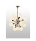 Placid 78cm Pendant 14 Light E14 15cm Round Glass Shade Brass Opal & Satin Black-3
