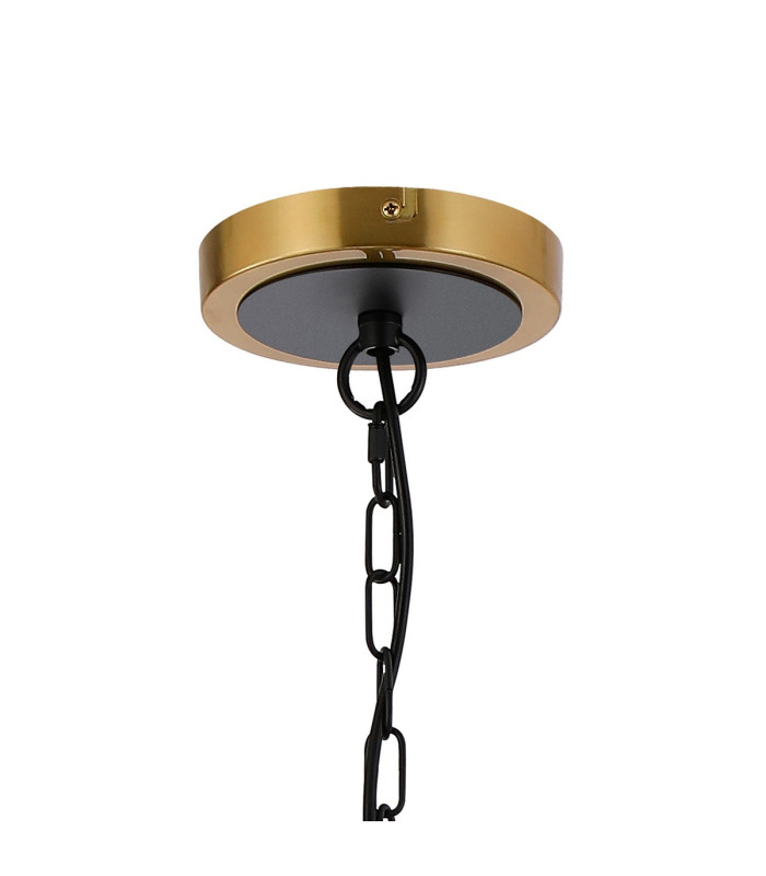 Placid 78cm Pendant 14 Light E14 15cm Round Segment Glass Shade Brass Smoke Plated & Satin Black-5