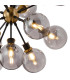 Placid 78cm Pendant 14 Light E14 15cm Round Glass Shade Brass Smoke Plated & Satin Black-6