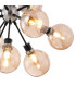 Placid 78cm Pendant 14 Light E14 15cm Round Glass Shade Satin Nickel Amber Plated & Satin Black-7