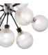 Placid 78cm Pendant 14 Light E14 15cm Round Dimpled Glass Shade Satin Nickel Clear & Satin Black-7