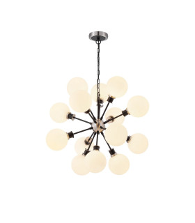 Placid 78cm Pendant 14 Light E14 15cm Round Glass Shade Satin Nickel Opal & Satin Black-1