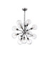 Placid 78cm Pendant 14 Light E14 15cm Round Ribbed Glass Shade Satin Nickel Clear & Satin Black-4