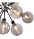 Placid 78cm Pendant 14 Light E14 15cm Round Textured Smooth / Ribbed Glass Shade Satin Nickel Smoke Plated & Satin Black-7