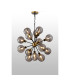 Placid 78cm Pendant 14 Light E14 15cm Round Double Textured Smooth / Ribbed Glass Shade Brass Smoke Plated & Satin Black-3
