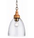 1 Light Dome Ceiling Pendant Natural Wood with Clear Glass, E27 - 1
