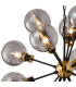 Placid 78cm Pendant 14 Light E14 15cm Round Double Textured Smooth / Ribbed Glass Shade Brass Smoke Plated & Satin Black-6