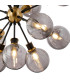 Placid 78cm Pendant 14 Light E14 15cm Round Double Textured Smooth / Ribbed Glass Shade Brass Smoke Plated & Satin Black-7