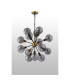 Placid 78cm Pendant 14 Light E14 15cm Round Double Textured Smooth / Ribbed Glass Shade Brass Smoke Plated & Satin Black-8